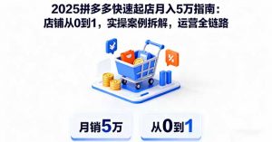 2025拼多多快速起店月入5万指南：店铺从0到1，实操案例拆解，运营全链路-网创资源总站