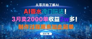 AI香水冷门玩法！3月卖2000单收益2w多！制作过程原来如此简单-网创资源总站