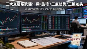 三大交易系统课：裸K形态/三点趋势/三板体系，单月收益率30%+92节实操内容-网创资源总站