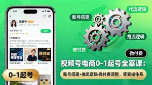 视频号电商0-1起号全案课:账号搭建+推流逻辑+微付费调整,等实操体系-网创资源总站