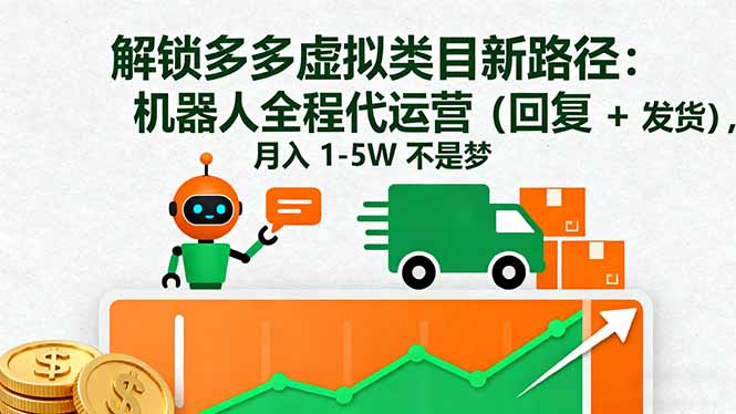 解锁多多虚拟类目新路径：机器人全程代运营(回复 + 发货-网创资源总站