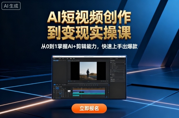 AI短视频创作到变现实操课，从0到1掌握AI+剪辑能力，快速上手出爆款(更新10月)-网创资源总站