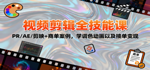 2025视频剪辑全技能课：PR/AE/剪映+商单案例，学调色动画以及接单变现-网创资源总站