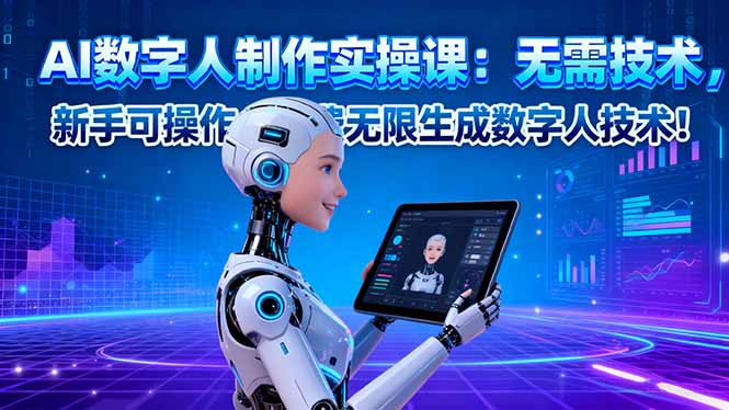 AI数字人制作实操课：无需技术，新手可操作，免费无限生成数字人技术！-网创资源总站