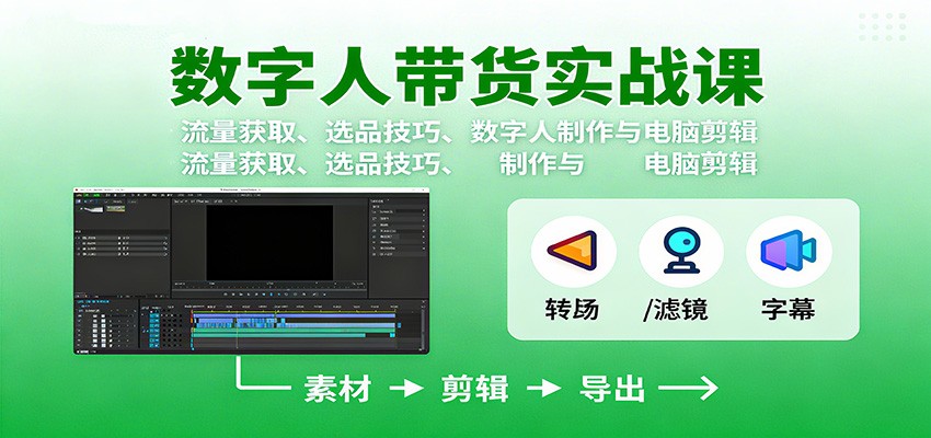 数字人变现实战课：流量获取、选品技巧、数字人制作与电脑剪辑-网创资源总站