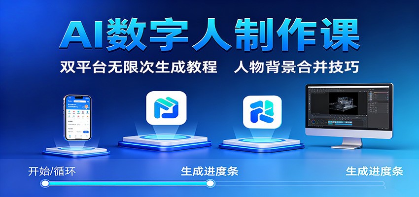 AI数字人制作课：双平台无限次生成教程，人物背景合并技巧-网创资源总站