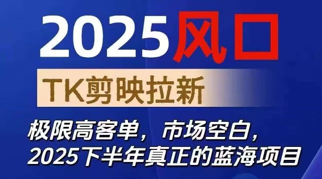 2025风口TK剪映capcut拉新项目，极限高客单，市场空白，2025下半年真正的蓝海项目-网创资源总站