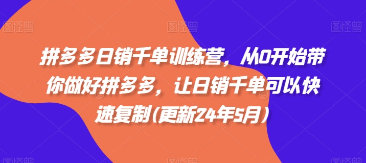 拼多多日销千单训练营，从0开始带你做好拼多多，让日销千单可以快速复制(更新25年10月)-网创资源总站