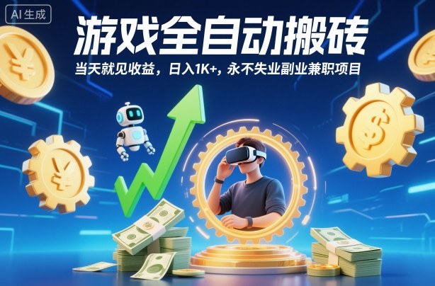 游戏全自动搬砖，当天就见收益，日入1K+，永不失业副业兼职项目【揭秘】-网创资源总站