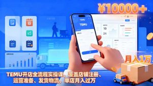 TEMU开店全流程实操课，覆盖店铺注册、运营准备、发货物流，单店月入过万-网创资源总站