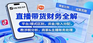 直播带货财务全解：平台/模式区别，资金/收入分配，涉税分析，商家&主播账务处理-网创资源总站