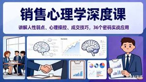 销售心理学深度课，讲解人性弱点、心理操控、成交技巧，36个密码实战应用-网创资源总站