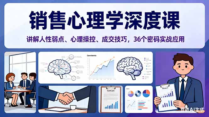 销售心理学深度课，讲解人性弱点、心理操控、成交技巧，36个密码实战应用-网创资源总站