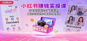 小红书赚钱实操课：5大变现路径+广告渠道，爆品内容制作+辅助工具使用-网创资源总站