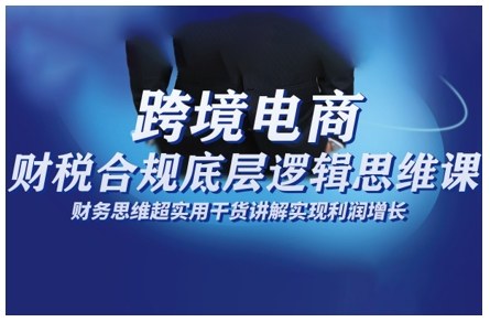 跨境电商财稅合规底层逻辑思维课，财务思维超实用于货讲解实现利润增长-网创资源总站