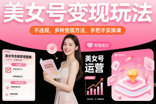 美女号变现玩法，不违规，多种变现方法，手把手实操课-网创资源总站