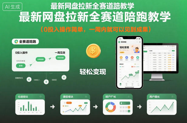 最新网盘拉新全赛道陪跑教学，0投入操作简单，一周内就可以见到成果-网创资源总站