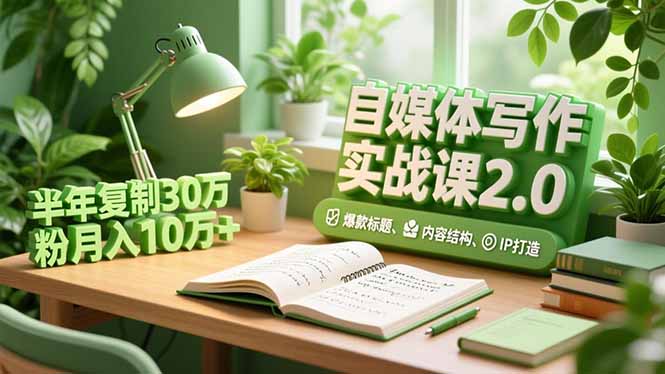 自媒体写作实战课2.0，爆款标题、内容结构、IP打造，半年复制30万粉月入10万+-网创资源总站