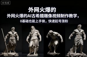 外网火爆的AI古希腊雕像视频制作教学，0基础也能上手做，快速起号涨粉-网创资源总站