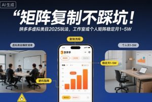 矩阵复制不踩坑！拼多多虚拟类目2025玩法，工作室或者个人矩阵稳定月1-5W【揭秘】-网创资源总站