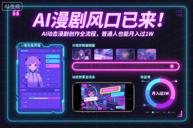 AI漫剧风口已来！AI动态漫剧创作全流程，普通人也能月入过1W-网创资源总站