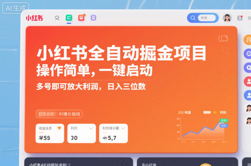 小红书全自动掘金项目，操作简单，一键启动，多号即可放大利润，日入三位数【揭秘】-网创资源总站