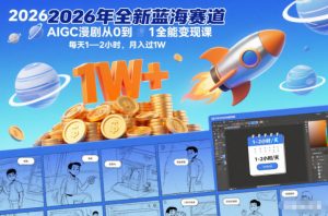2026年全新蓝海赛道AIGC漫剧从0到1全能变现课，每天1—2小时，月入过1W-网创资源总站