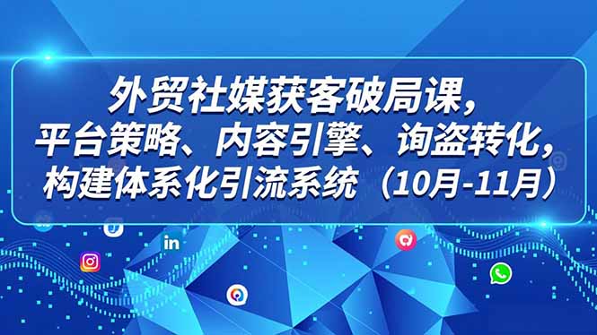 外贸 社媒获客破局课，平台策略、内容引擎、询盘转化，构建体系化引流系统(10月-11月-网创资源总站