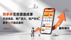 拼多多无货源速成课，开店选品、推广放大、投产优化，新手30天稳定盈利-网创资源总站