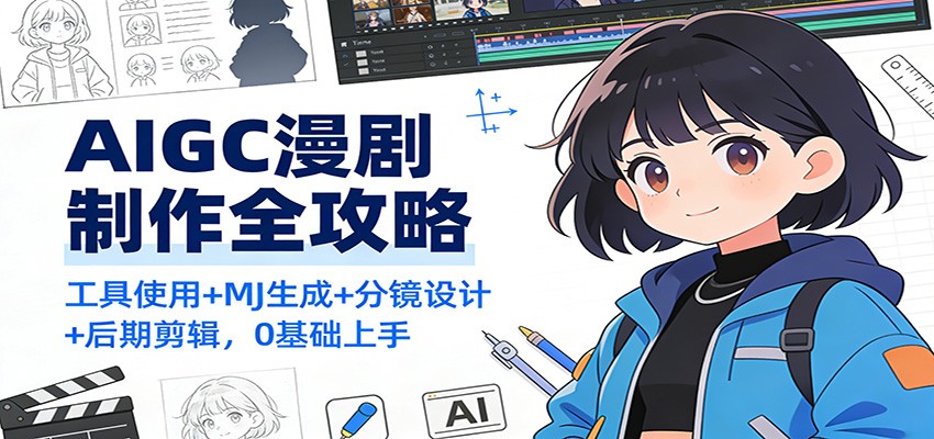 AIGC漫剧制作全攻略：工具使用+MJ生成+分镜设计+后期剪辑，0基础上手-网创资源总站