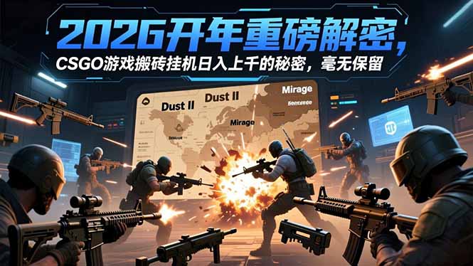 2026开年重磅解密，CSGO游戏搬砖挂机日入上千的秘密，毫无保留-网创资源总站