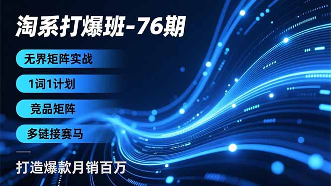 淘系打爆班-76期，无界矩阵实战，1词1计划、竞品矩阵、多链接赛马，打造爆款月销百万-网创资源总站