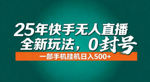 年底流量风口：快手无人直播全新玩法，一部手机挂机日入500+-网创资源总站