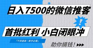 日入7500的微信推客，首批红利，自用省钱、分享赚钱，0门槛小白闭眼冲！-网创资源总站