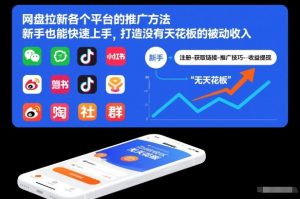 网盘拉新各个平台的推广方法，新手也能快速上手，打造没有天花板的被动收入-网创资源总站