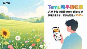 Temu新手赚钱课,选品上架+爆款运营+对接买手,快速开店出单,新手也能月入5000+-网创资源总站
