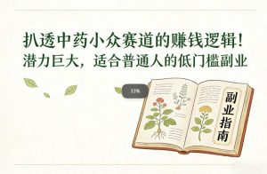 扒透中药小众赛道的賺米逻辑，潜力巨大，适合普通人的低门槛副业-网创资源总站