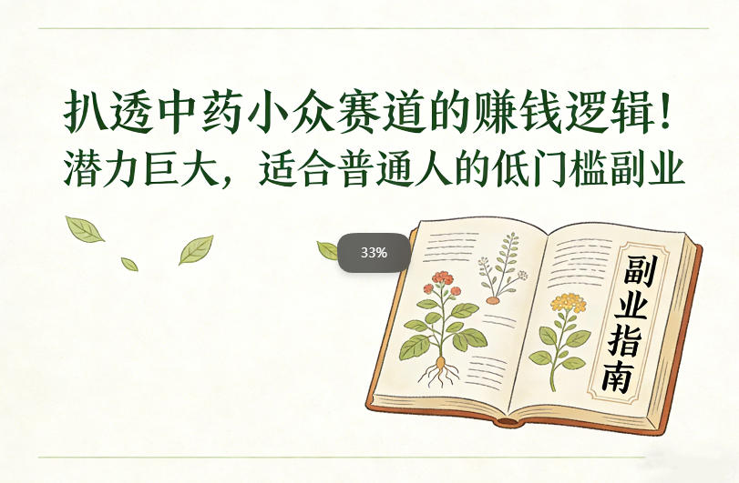 扒透中药小众赛道的賺米逻辑，潜力巨大，适合普通人的低门槛副业-网创资源总站