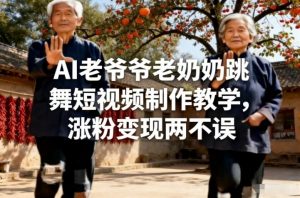 AI老爷爷老奶奶跳舞短视频制作教学，涨粉变现两不误-网创资源总站