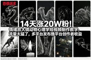 14天涨20W粉!情绪放大镜动物心理学短视频制作教学,流量太猛了,多平台发布撸平台创作者收益-网创资源总站