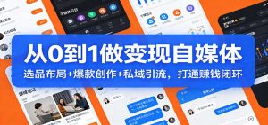 从0到1做变现自媒体：选品布局+ 爆款创作+私域引流，打通赚钱闭环-网创资源总站
