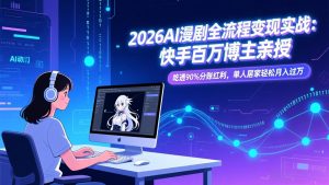 2026AI漫剧全流程变现实战:快手百万博主亲授,吃透90%分账红利,单人居家轻松月入过万-网创资源总站