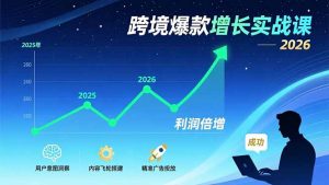 跨境爆款增长实战课，教授用户意图洞察、内容飞轮搭建、精准广告投放，助力卖家2026年利润倍增-网创资源总站