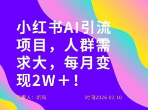 她通过这个AI项目每月做到2W＋的收入，最新小红书AI项目，人群需求大！-网创资源总站
