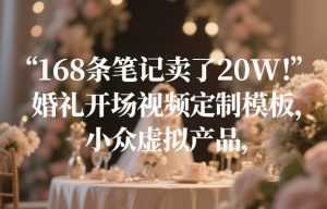 168条笔记卖了20W！婚礼开场视频定制模板，小众虚拟产品-网创资源总站
