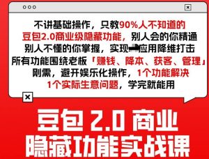 豆包2.0商业隐藏功能实战课2026,1个功能解决1个实际生意问题,学完就能用-网创资源总站