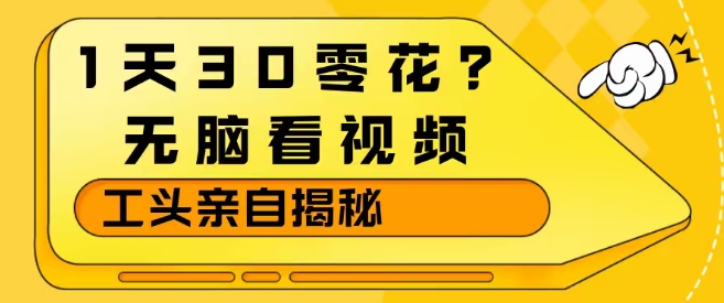 1天30零花？无脑看视频，大佬亲自揭秘-网创资源总站