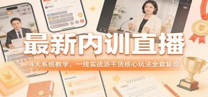 最新内训直播，4天系统教学，一线实战派干货核心玩法全套复盘-网创资源总站