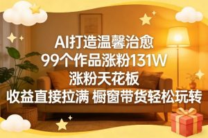 AI打造温馨治愈，99个作品涨粉131W，涨粉天花板，收益直接拉满，橱窗带货轻松玩转-网创资源总站