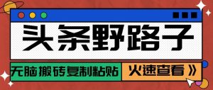 头条单账号日收益300+野路子玩法赛道，无脑搬砖复制粘贴，保姆级教程-网创资源总站